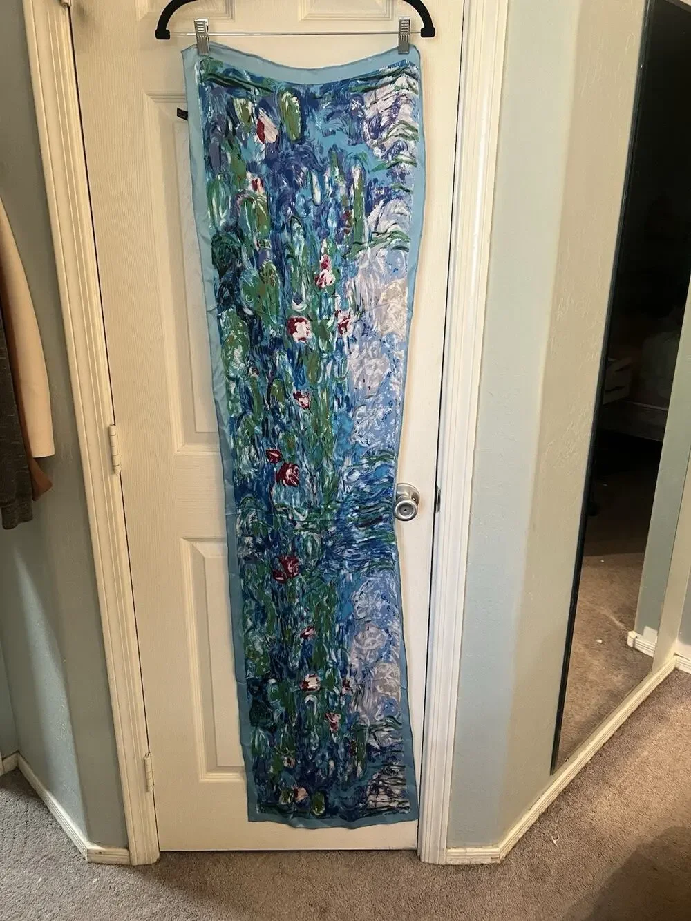 Unbranded VTG Silk Floral Scarf Blue